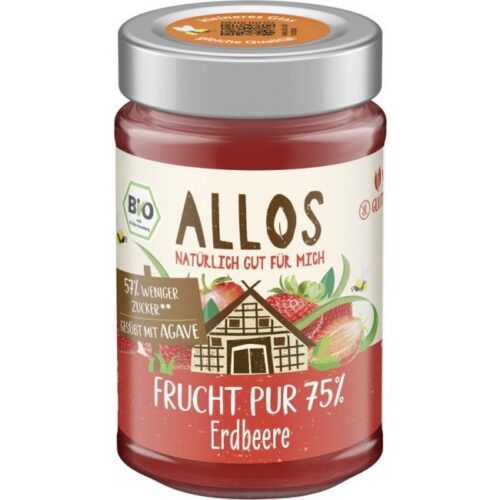 MUS TRUSKAWKOWY (75 % OWOCÓW) BEZGLUTENOWY BIO 200 g - ALLOS