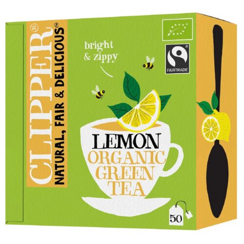 HERBATA ZIELONA Z CYTRYNĄ FAIR TRADE BIO (50 x 1,85 g) 92,5 g - CLIPPER