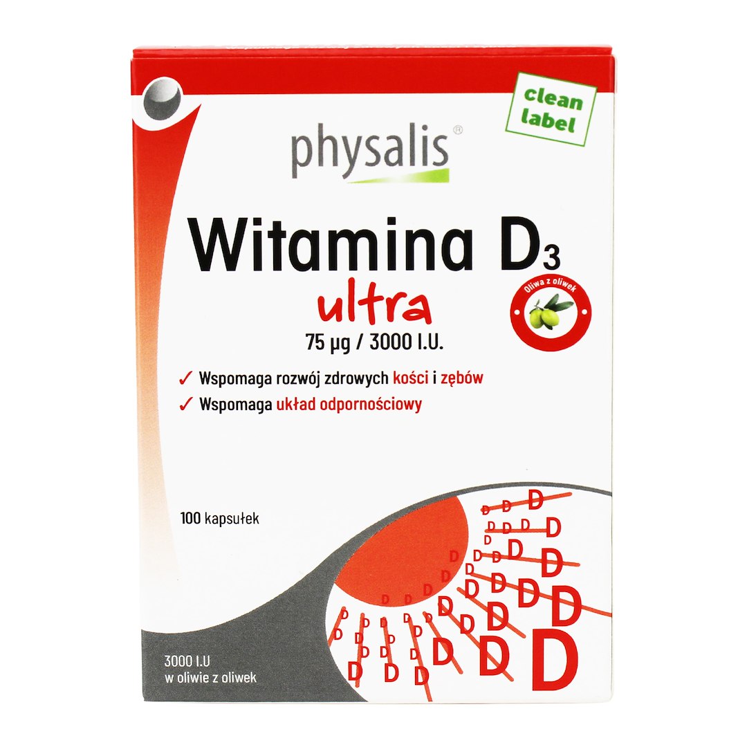 WITAMINA D3 ULTRA 75 mcg (3000 j.m) 100 KAPSUŁEK - PHYSALIS