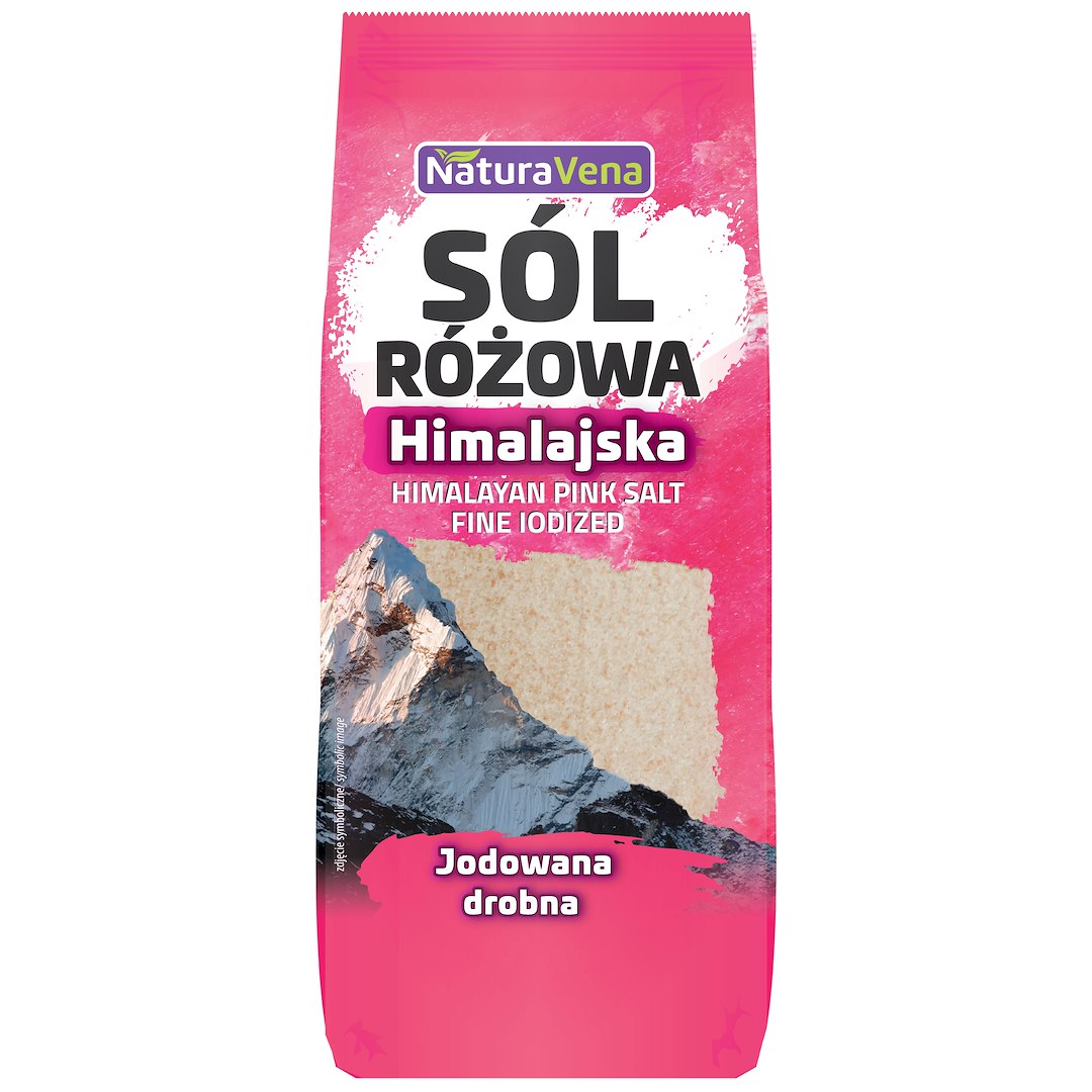 SÓL HIMALAJSKA RÓŻOWA DROBNO MIELONA JODOWANA 500 g - NATURAVENA