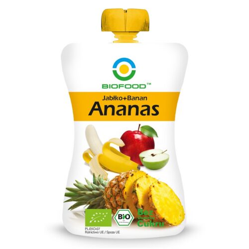 MUS JABŁKO - BANAN - ANANAS BEZ DODATKU CUKRÓW BEZGLUTENOWY BIO 200 g - BIOFOOD