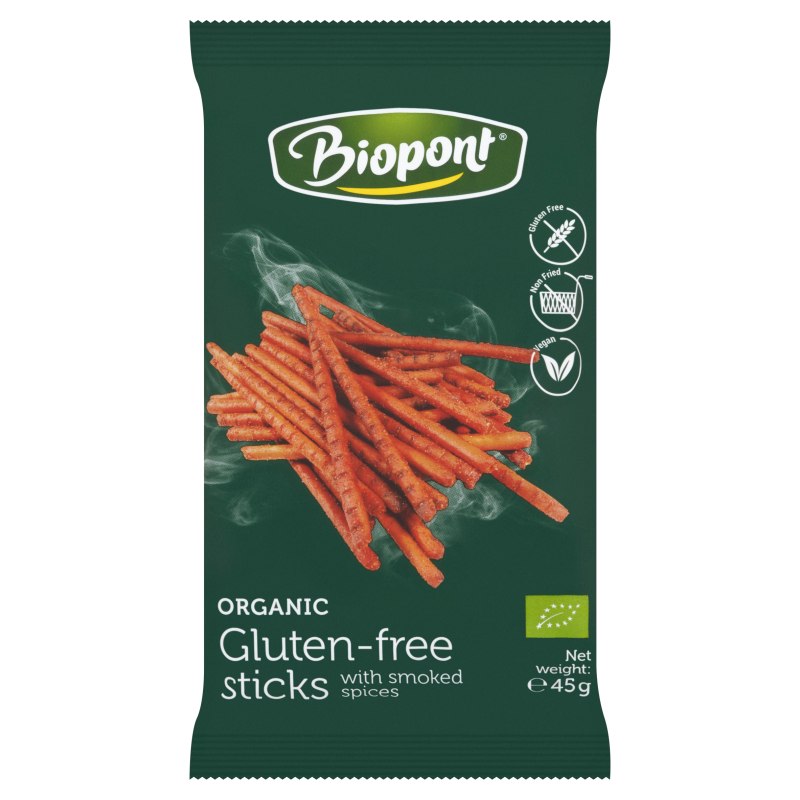 PALUSZKI O SMAKU PAPRYKI WĘDZONEJ BEZGLUTENOWE BIO 45 g - BIOPONT