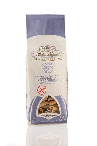 MAKARON (KUKURYDZIANO - RYŻOWY Z AMARANTUSEM, TEFF I QUINOA) PENNE BEZGLUTENOWY 250 g - PASTA NATURA