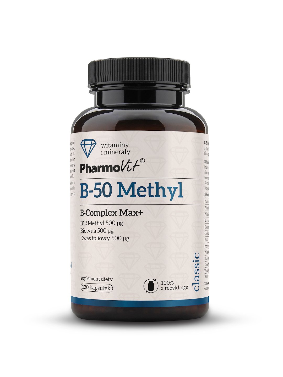 WITAMINA B-50 METHYL B-COMPLEX MAX+ BEZGLUTENOWA 120 KAPSUŁEK - PHARMOVIT (CLASSIC)
