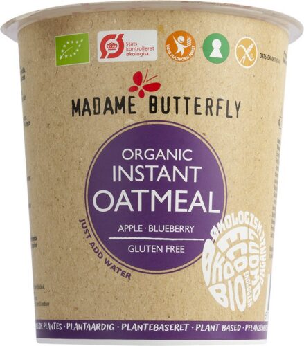 OWSIANKA BŁYSKAWICZNA JABŁKO - JAGODA BEZGLUTENOWA BIO 55 g - MADAME BUTTERFLY